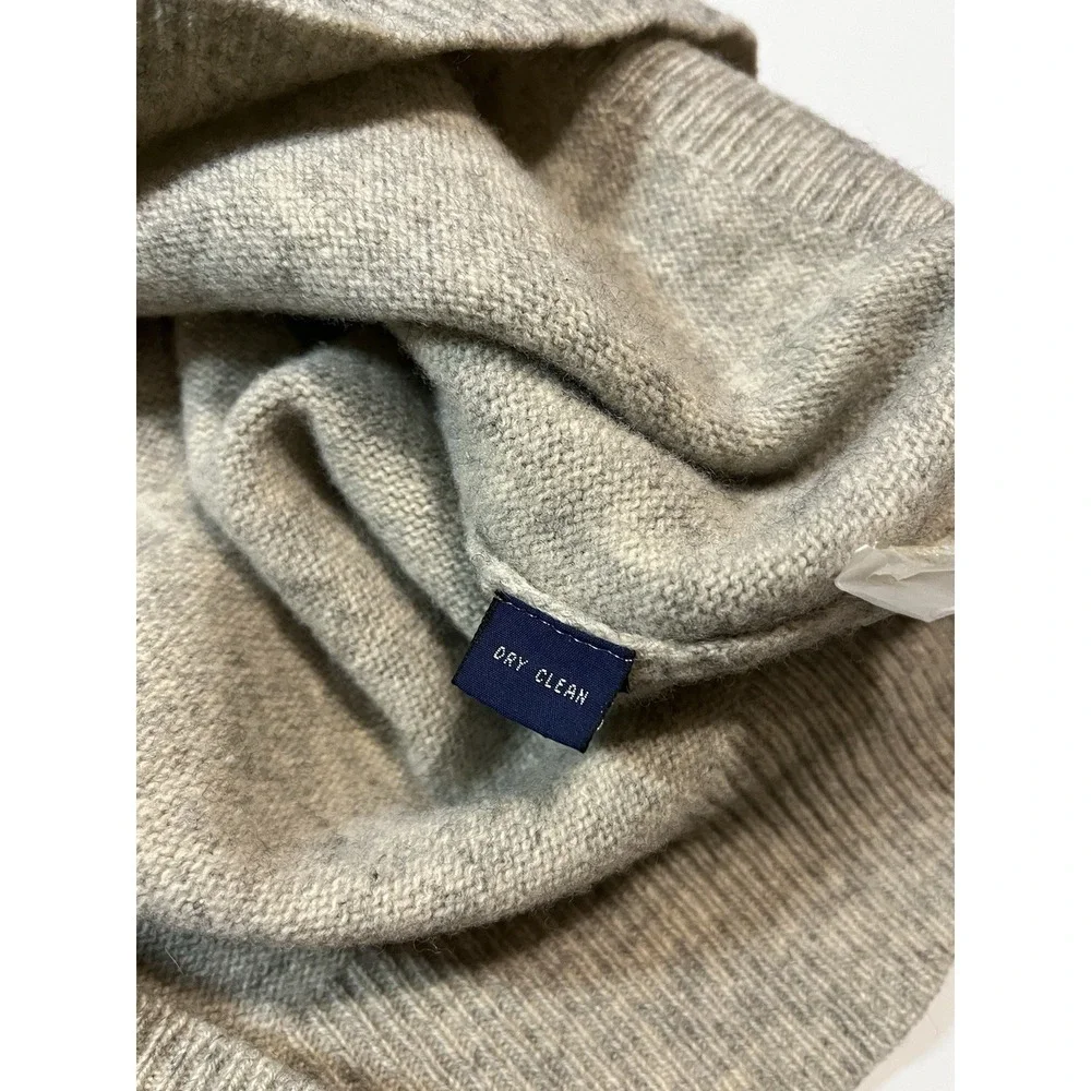 Vintage Polo Ralph Lauren 100% Lambswool Sweater 1/4 Button Grey Size Large